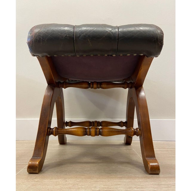 Brown Leather Escabel, 1970s For Sale - Image 6 of 15
