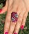 Red Certified Natural 8.76cts VVS G Diamond Ruby 18k Solid Gold Cocktail Ring, Size 6 For Sale - Image 8 of 10
