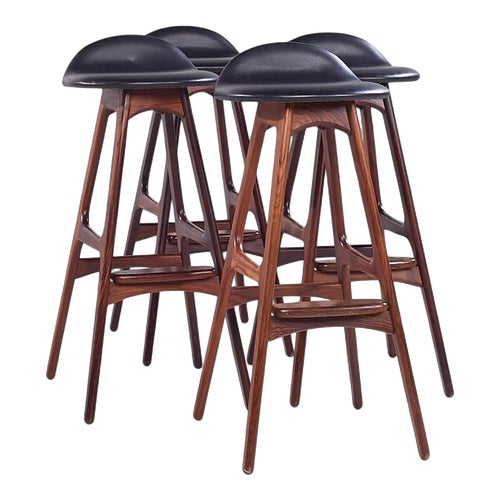 Erik Buch Bar Stool Green Leather Erik Buch For Oddense Møbler Od