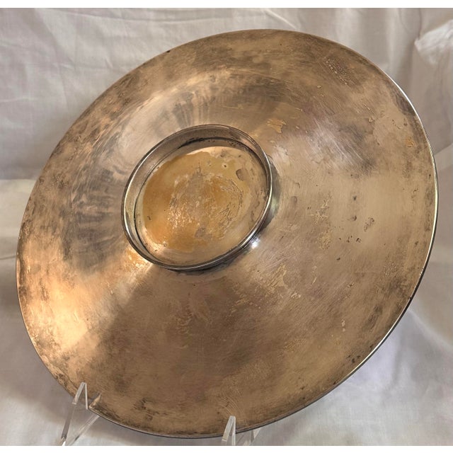 1930s 1939 Sailing Regatta 2nd Place Trophy Platter Sail Boat Silver Plated Avon Wm Rogers For Sale - Image 5 of 6