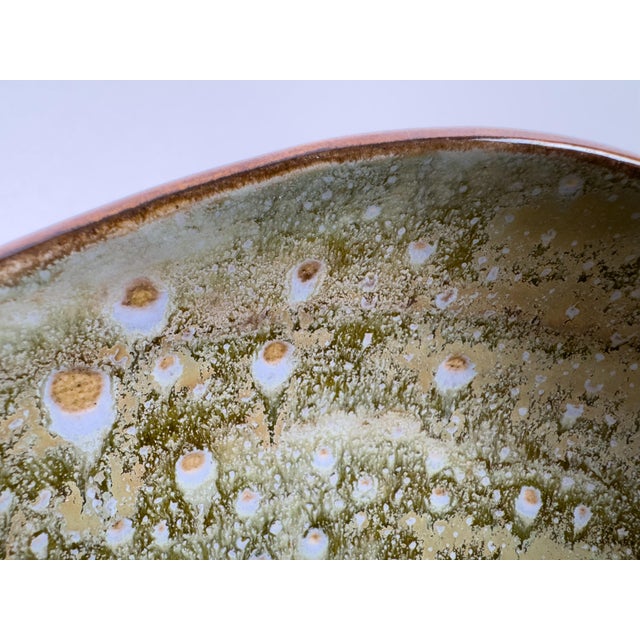 Large French Crystalline Glaze Art Pottery Bowl Attributed to Pierrefonds, Signed For Sale - Image 4 of 12