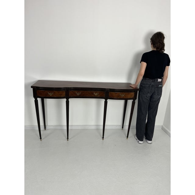 Mid-Century Modern Mid-Century Italian Console Table with Brass Feet and Handles in the style of Paolo Buffa, 1960s For Sale - Image 3 of 14