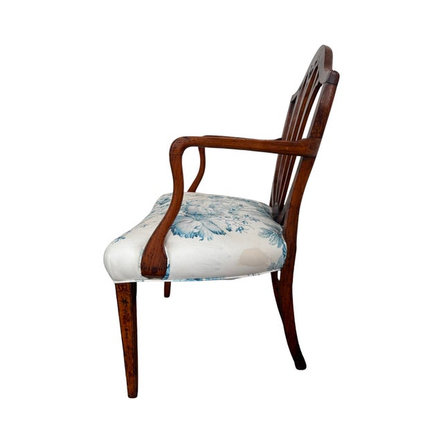 Early 20th Century Vintage Shield Back Armchair in Blithfield Floral Fabric For Sale - Image 5 of 5