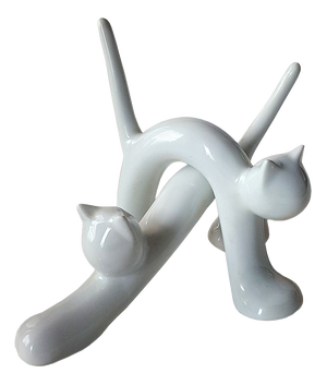 Mid-Century Minimalist Stretching Cats Figurines from Naaman, Set of 2