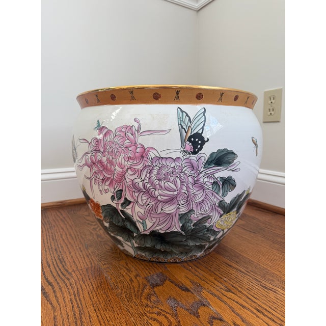 Vintage Mid-20th Century Large Chinese Ceramic Fish Bowl Planter For Sale - Image 9 of 15