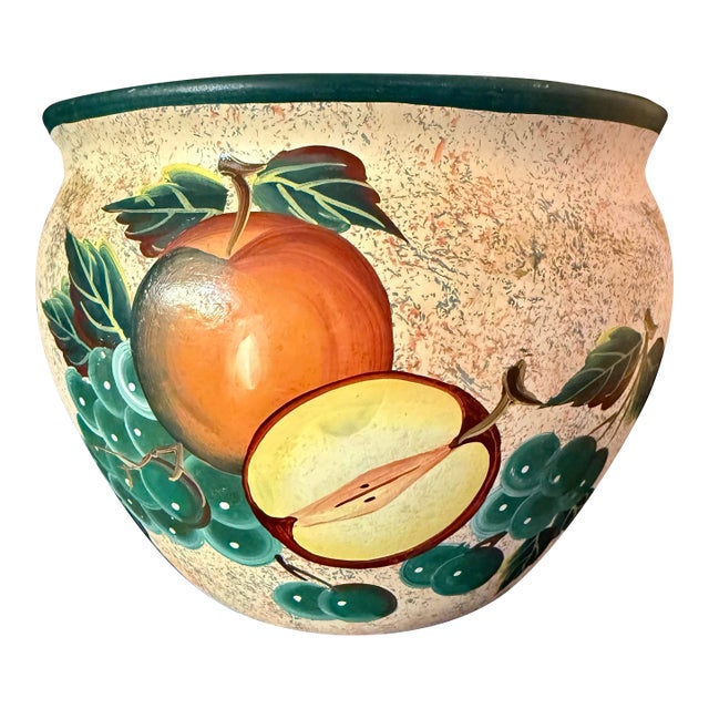 1980s Apple-Motif Ceramic Jardiniere For Sale