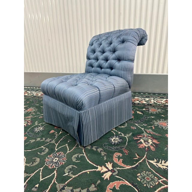 Traditional 1980s Blue Baker Parlor Chair For Sale - Image 3 of 8