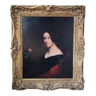 Antique 19th Century Oil Painting Portrait of Princess Marie Amelie of Baden For Sale