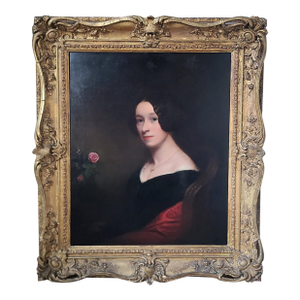 Antique 19th Century Oil Painting Portrait of Princess Marie Amelie of Baden