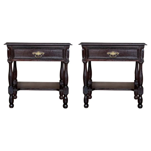 Pair of Spanish Nightstands With One Drawer and Low Shelve For Sale - Image 13 of 13