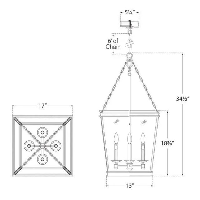 Modern Chapman & Myers for Visual Comfort Signature Launceton Medium Square Lantern in Polished Nickel with Clear Glass For Sale - Image 3 of 3