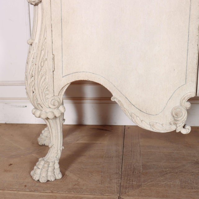 Stunning late 19th C Italian serpentine fronted oak side cabinet/ linen cupboard, good fine carving with a faux marble...
