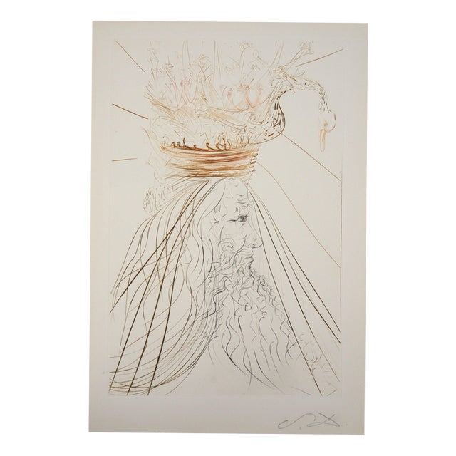 Salvador Dali, The Surrealist King, 1970, Original Signed Etching For Sale