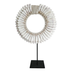 Polished Shell and Macramé Necklace on Stand, Papua New Guinea, Contemporary