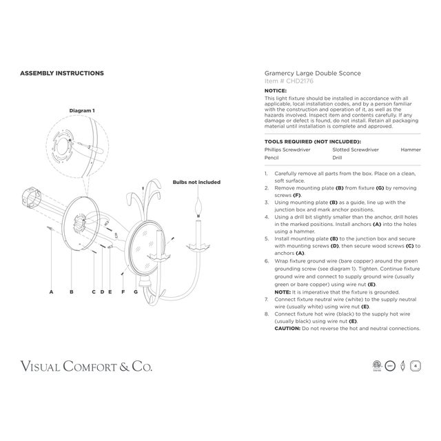 Visual Comfort Chapman & Myers for Visual Comfort Signature Gramercy Large Double Sconce in Gilded Iron For Sale - Image 4 of 5