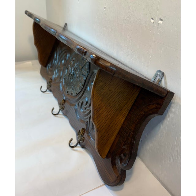 Wood Vintage Three Hook Wooden Pot Coat Rack For Sale - Image 7 of 8
