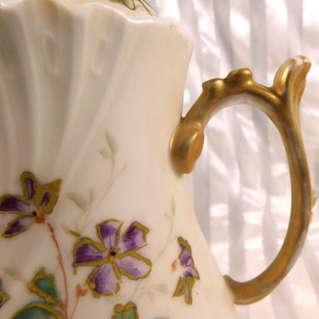 White Late 18th Century Jean Pouyat Limoges Hand Painted, Two Color Chocolate Pot For Sale - Image 8 of 12
