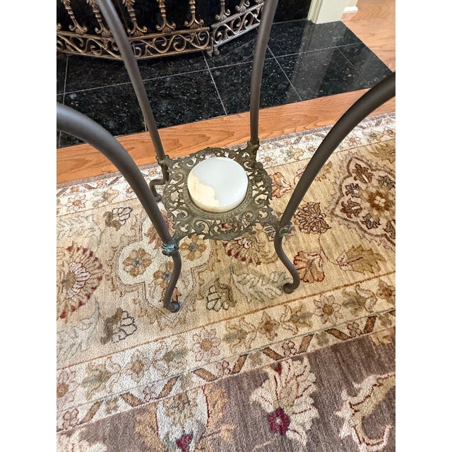 Victorian Vintage Victorian Brass and Marble Side Table/Plant Stand For Sale - Image 3 of 7