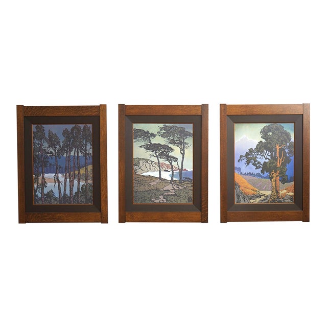 Set of 3 Mission Oak Framed Arts & Crafts Prints For Sale