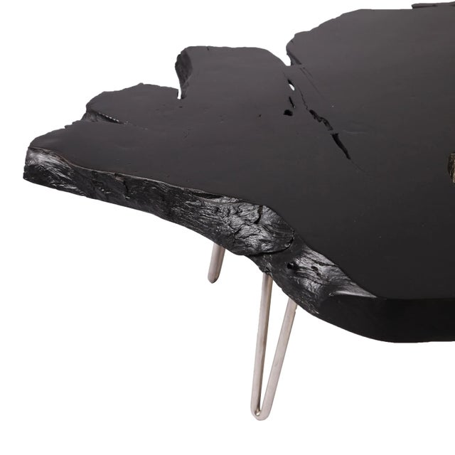 2010s Organic Modern Black Teak Root Living Edge Coffee Table For Sale - Image 5 of 6
