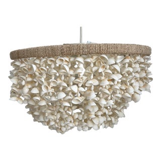 Serena & Lily Aptos Beachy Shell and Abaca Rope 18" Flush Mount For Sale