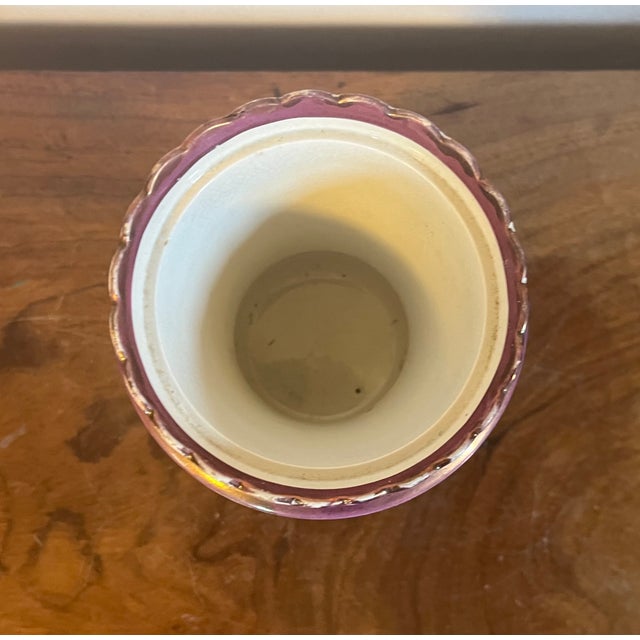Antique Early 19th Century English George III Pink Luster Vase With Blue Bands Circa 1820 For Sale - Image 10 of 11