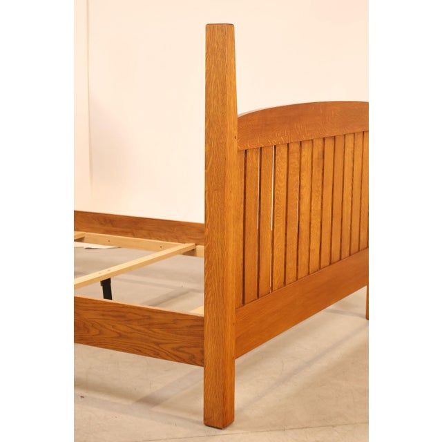 Custom Crafted Mission Style Oak Queen Bed Frame For Sale - Image 11 of 18