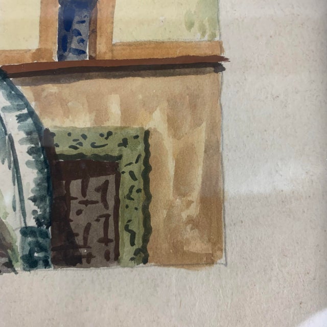 Traditional Vintage Original Art Watercolor Landscape Signed Cruz Prisca Church Taxco Mexico For Sale - Image 3 of 7