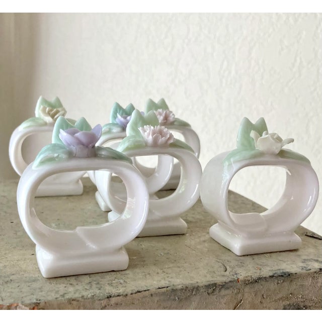 Ardalt Mid 20th-Century Ardalt Lenwile Porcelain China Napkins Rings- Set of 6 For Sale - Image 4 of 13