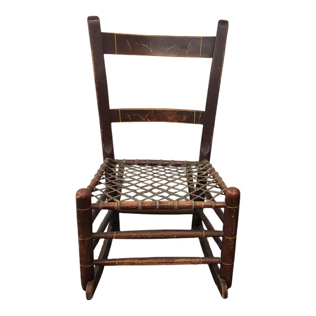 Antique Oak Maple Rocking Chair Rocker Woven Seat For Sale