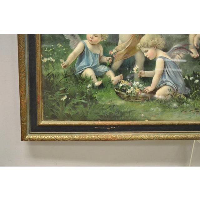 Early 20th Century Vintage Mataloni Giovanni Large Art Print of Mary Jesus Lamb Angels For Sale - Image 5 of 12