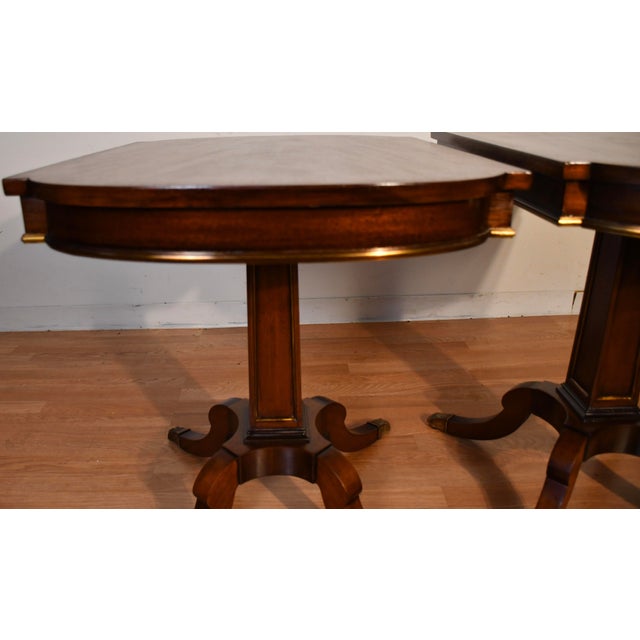 Traditional 1910s Pair of Antique English Regency Mahogany Banded Walnut Side Tables End Tables For Sale - Image 3 of 18