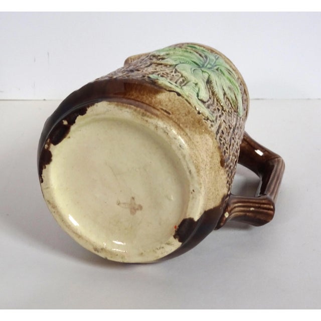 1880s Antique Majolica Palmetto/Cabbage Palm Tree and Bark Pitcher For Sale - Image 11 of 13