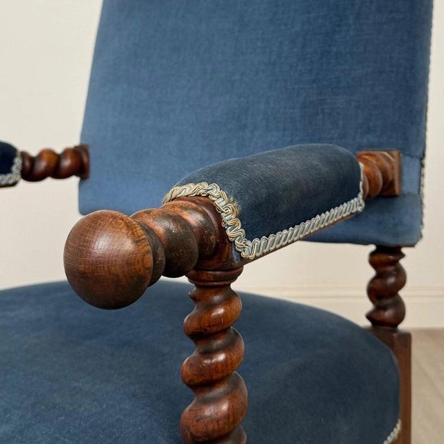 Antique English Victorian Carved Oak Barley Twist Armchair For Sale - Image 12 of 14