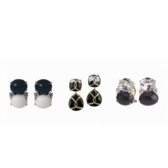Christina Addison Large Gum Drop Earrings With Rock Crystal and Cabochon Onyx and Diamonds For Sale - Image 10 of 12