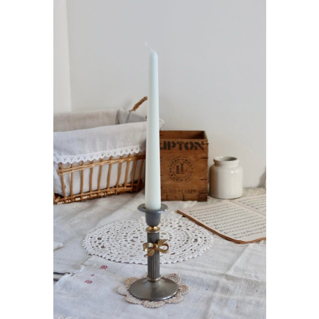 Vintage Gold and Silver Metal Candleholder For Sale - Image 6 of 6