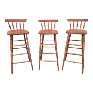 Set of ThreeHigh Back Bar Stools