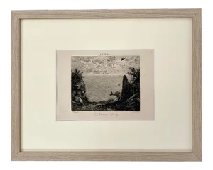Jean-Francois Millet (After) - "Les Falaises á Gruchy" Etching (1881, Framed)