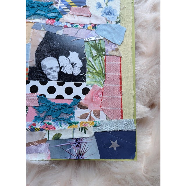 Contemporary Contemporary Abstract Skull and Roses Maximalist Mixed Media Collage For Sale - Image 3 of 7