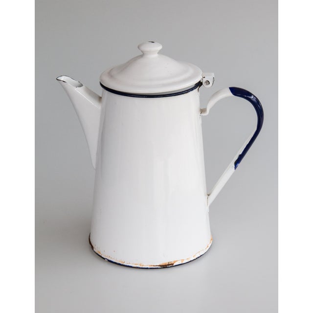 Antique French White Enamelware Coffee Pot Pitcher Chairish