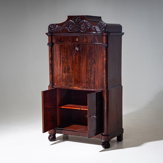 Wood Louis Philippe Secretaire in Mahogany For Sale - Image 7 of 18