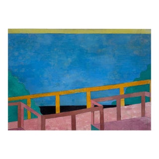 1970s Monumental Michael Decain Abstract Landscape Painting, Hockney Style For Sale