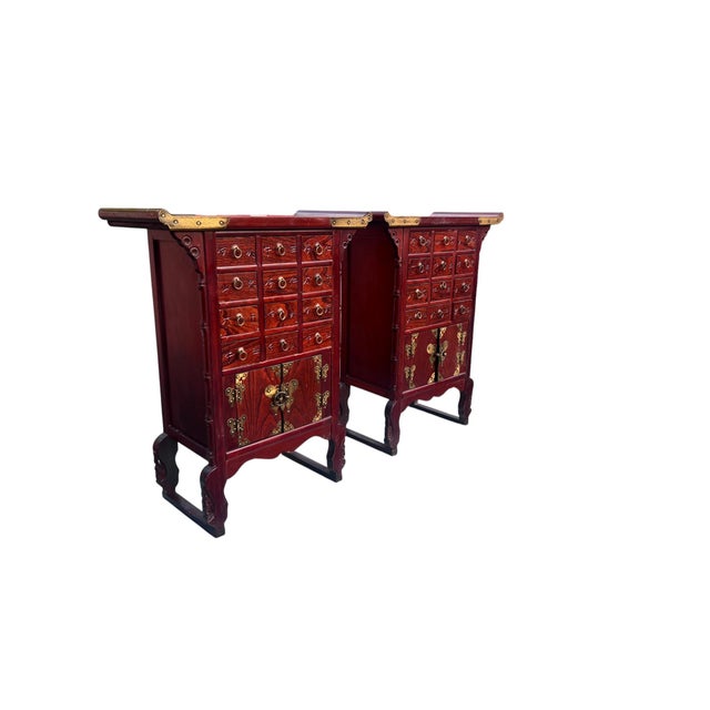 Asian Mid 20th Century Asian Apothecary Cabinets a Pair For Sale - Image 3 of 13