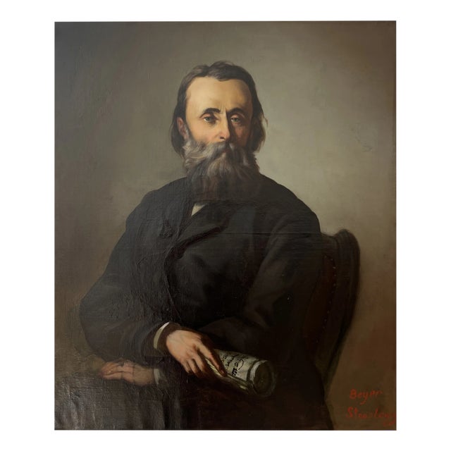 Eugène Beyer, Portrait d'homme assis à la Torah, Oil on Canvas For Sale
