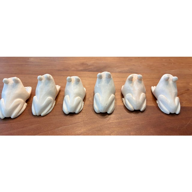 Mid 20th Century Hand Carved Bone Frog Napkin Rings Asia - Set of 6 For Sale - Image 6 of 10