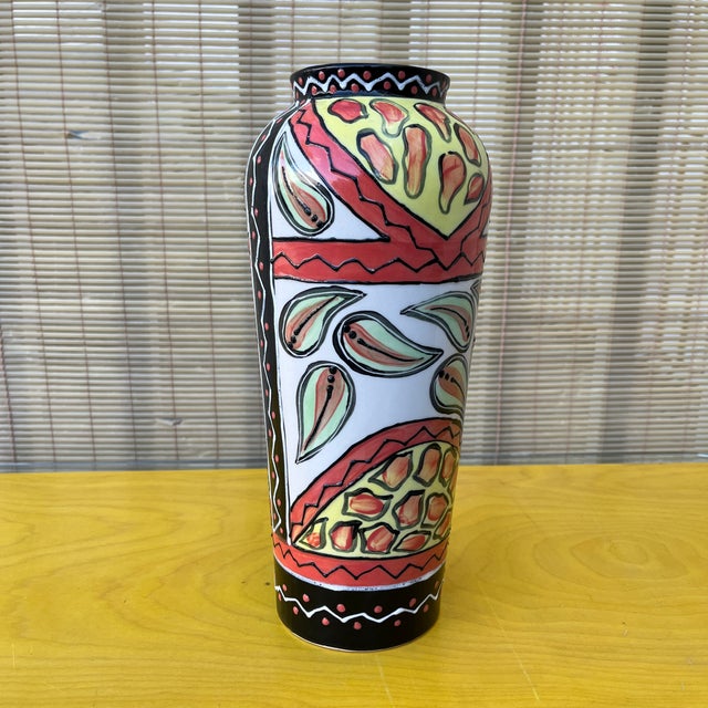 2000 - 2009 Hand Painted Studio Pottery Vase by the Uncedo Project South Africa. Dated 2002 For Sale - Image 5 of 13