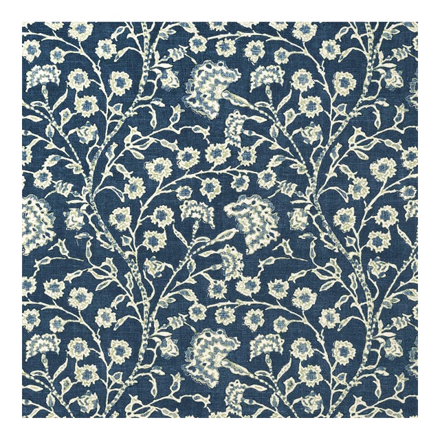 1/2 Yard Remnant of McLaurin & Piercy Bikkia Fabric in Indigo For Sale