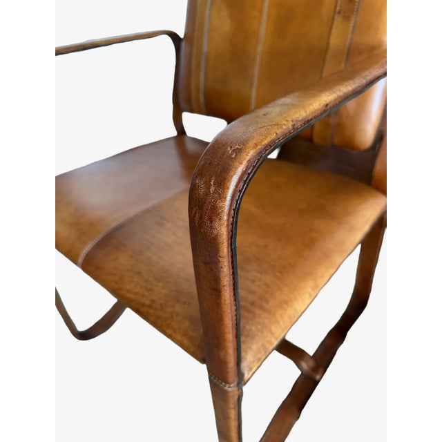 Ralph Lauren Style Rh Leather Buckle Chair - Jacques Adnet Style For Sale - Image 9 of 10