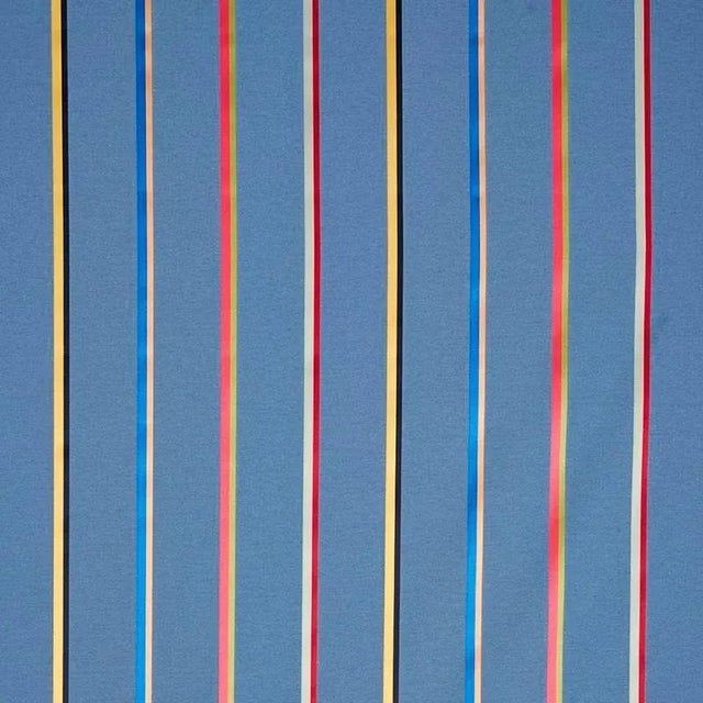 Schumacher Larivey Stripe Fabric in Slate For Sale