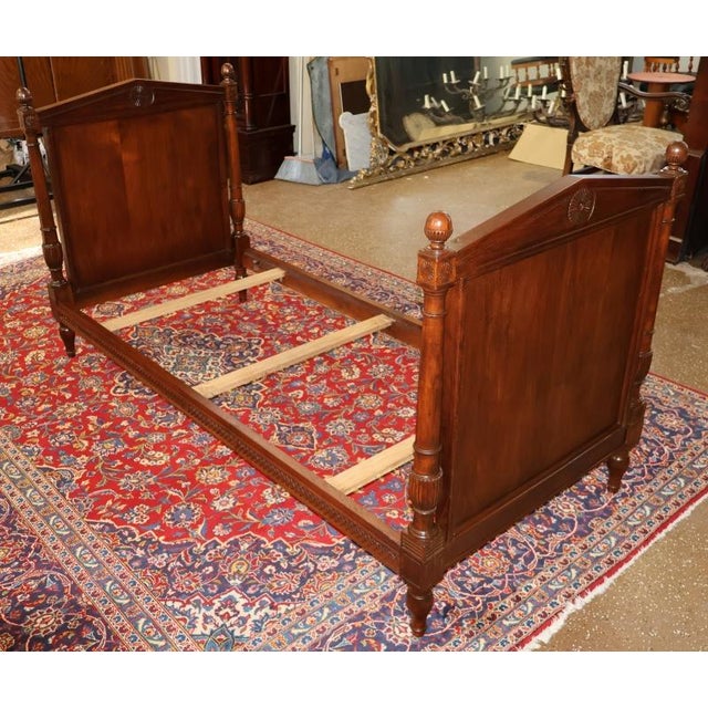 Brown Vintage Walnut French Empire Style Narrow Twin Bed For Sale - Image 8 of 10